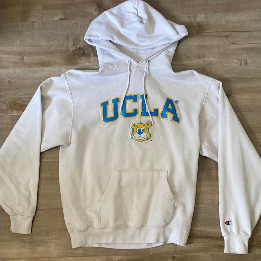 Champion White Crew Neck Sweater with UCLA Logo